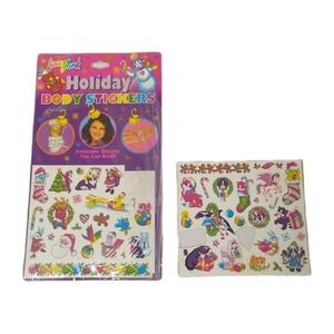Vintage Lisa Frank Holiday Body Stickers Christmas Opened Used Temporary Tattoos